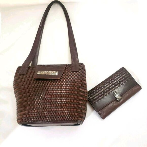 Brighton Woven Brown Leather Shoulder Bag & Wallet